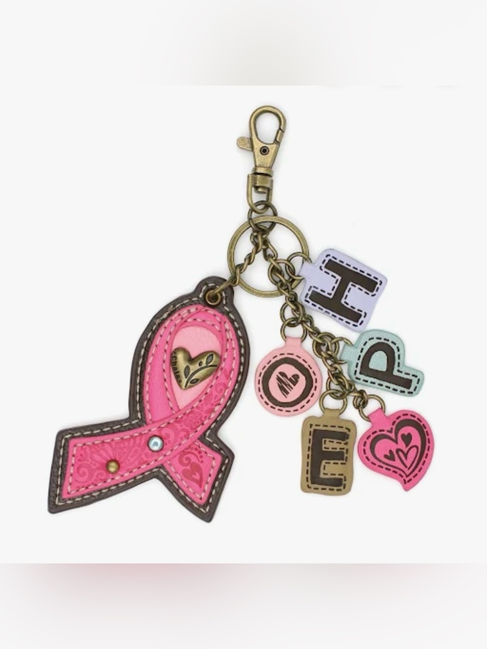 Chala Pink Ribbon Charming Charms Bag Charm/Keychain breast cancer awareness